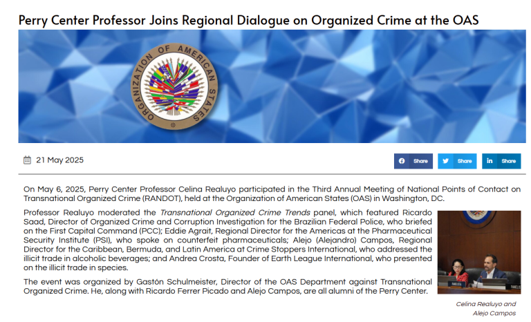 Perry Center Professor Joins Regional Dialogue on Organized Crime at the OAS